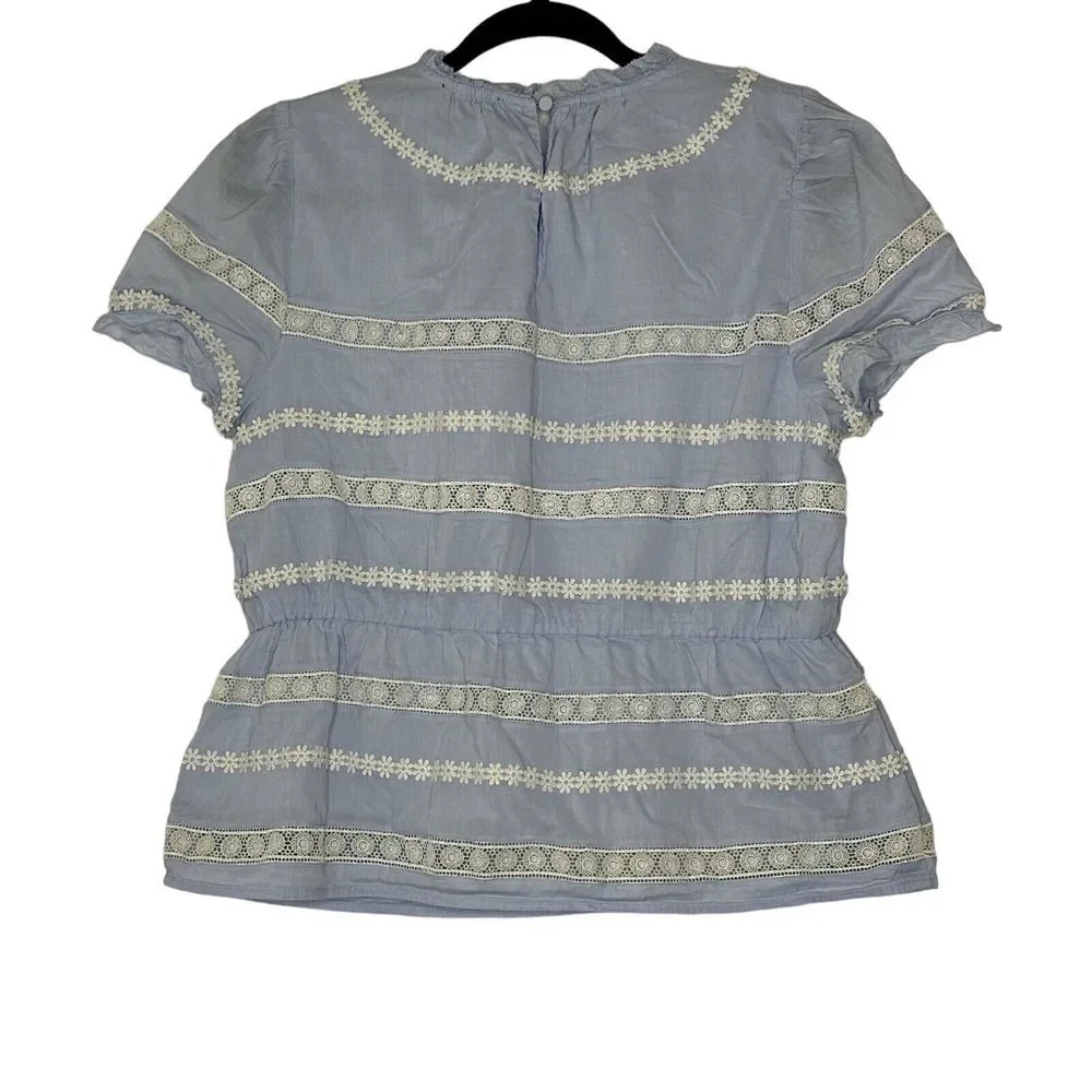 J. Crew Blouse Top Women's Daisy‎ Chain Lace Peplum Ruffle Medium